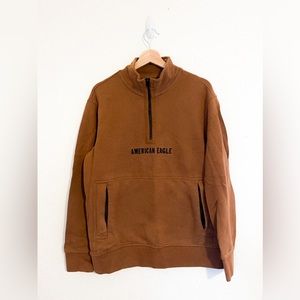American Eagle Camel Pullover Quarter Zip-Up Sweatshirt Logo Men’s Size Medium